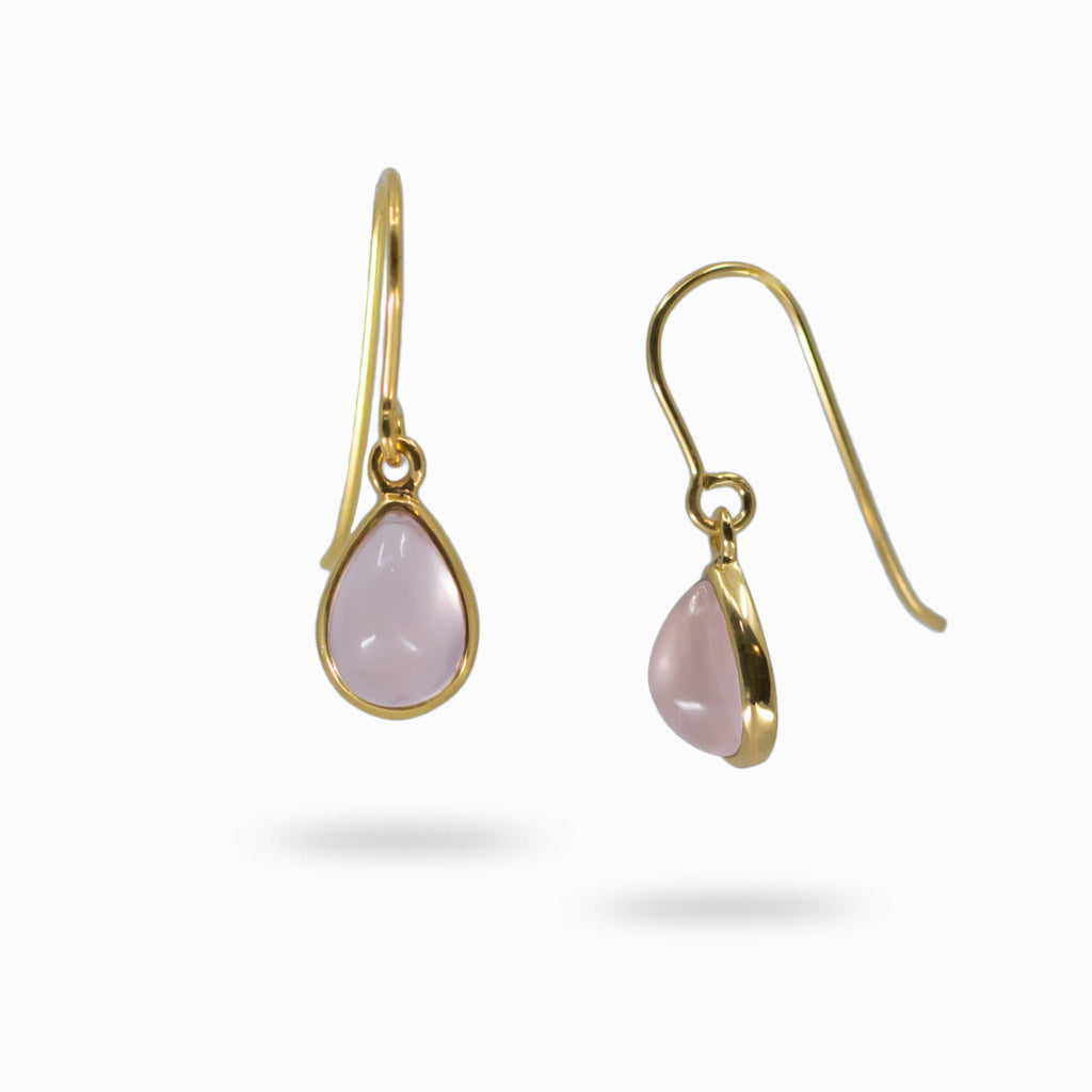 Rose Quartz Cabochon tear drop earrings