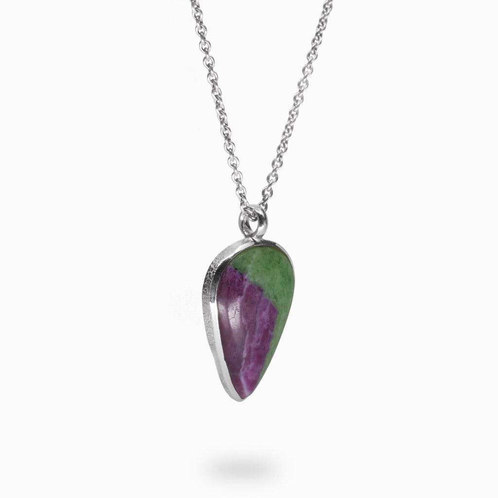 Tear Cabochon Ruby Zoisite Necklace 