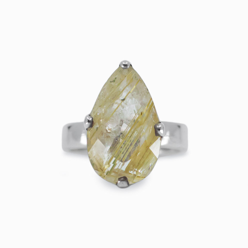Rutilated quartz ring 