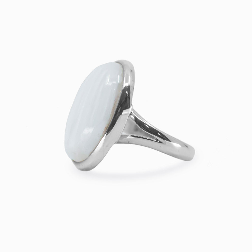 Oval Cabochon Scolecite ring
