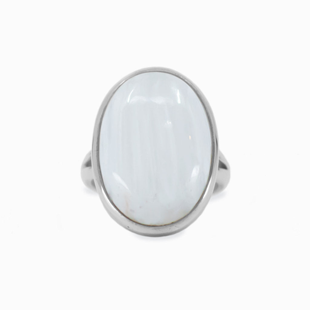 Oval Cabochon Scolecite ring