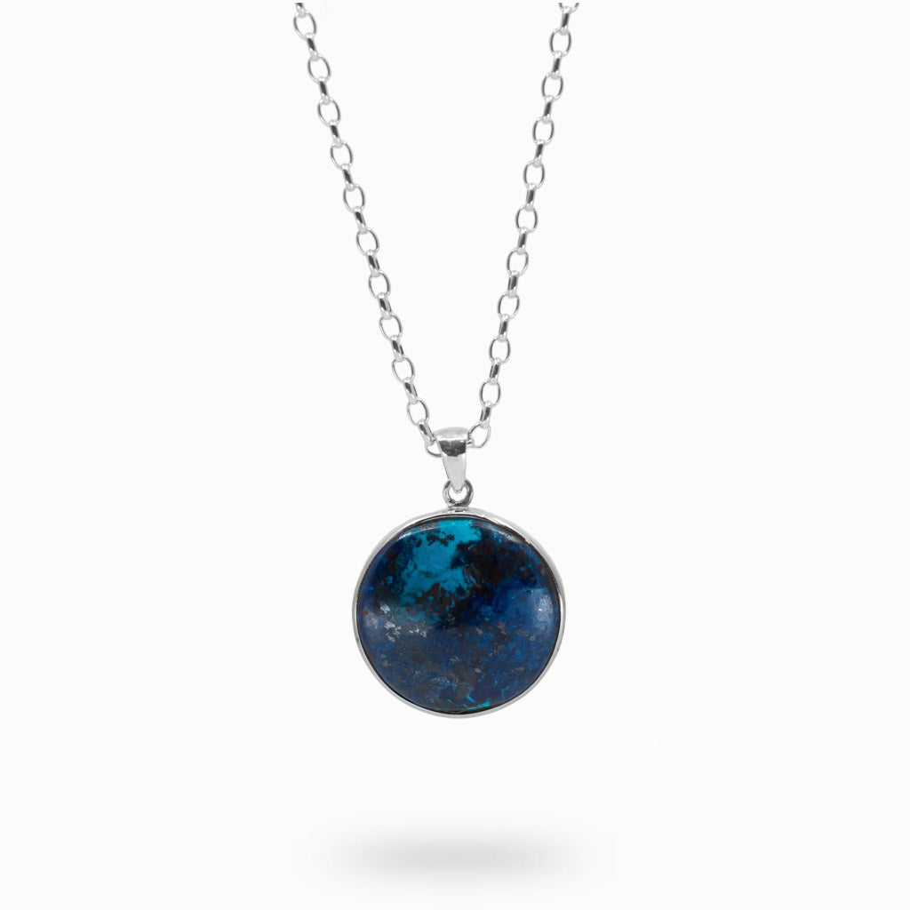 Cabochon round Shattuckite Necklace