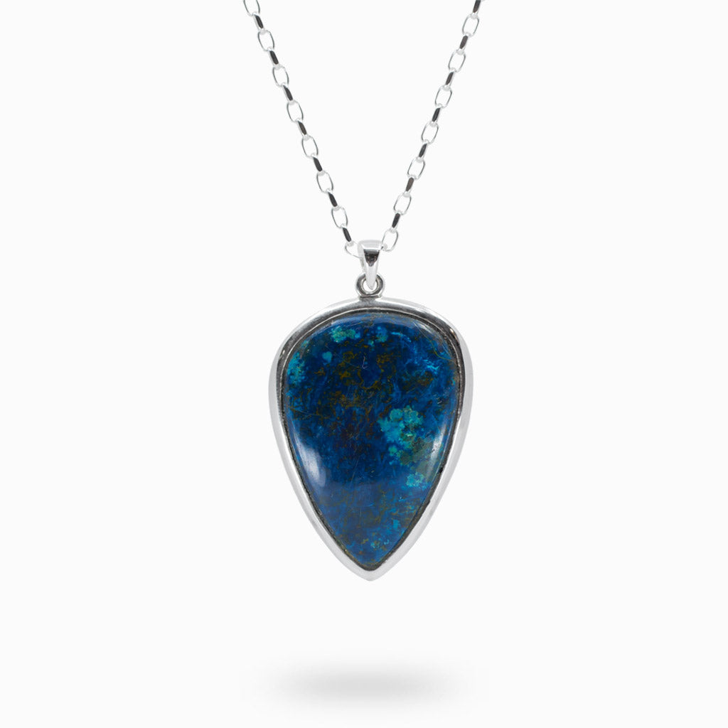 cabochon tear Shattuckite necklace