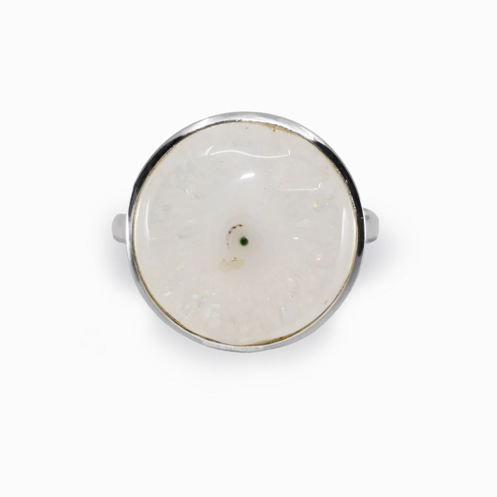 White Milky Solar Quartz Ring Made in Earth