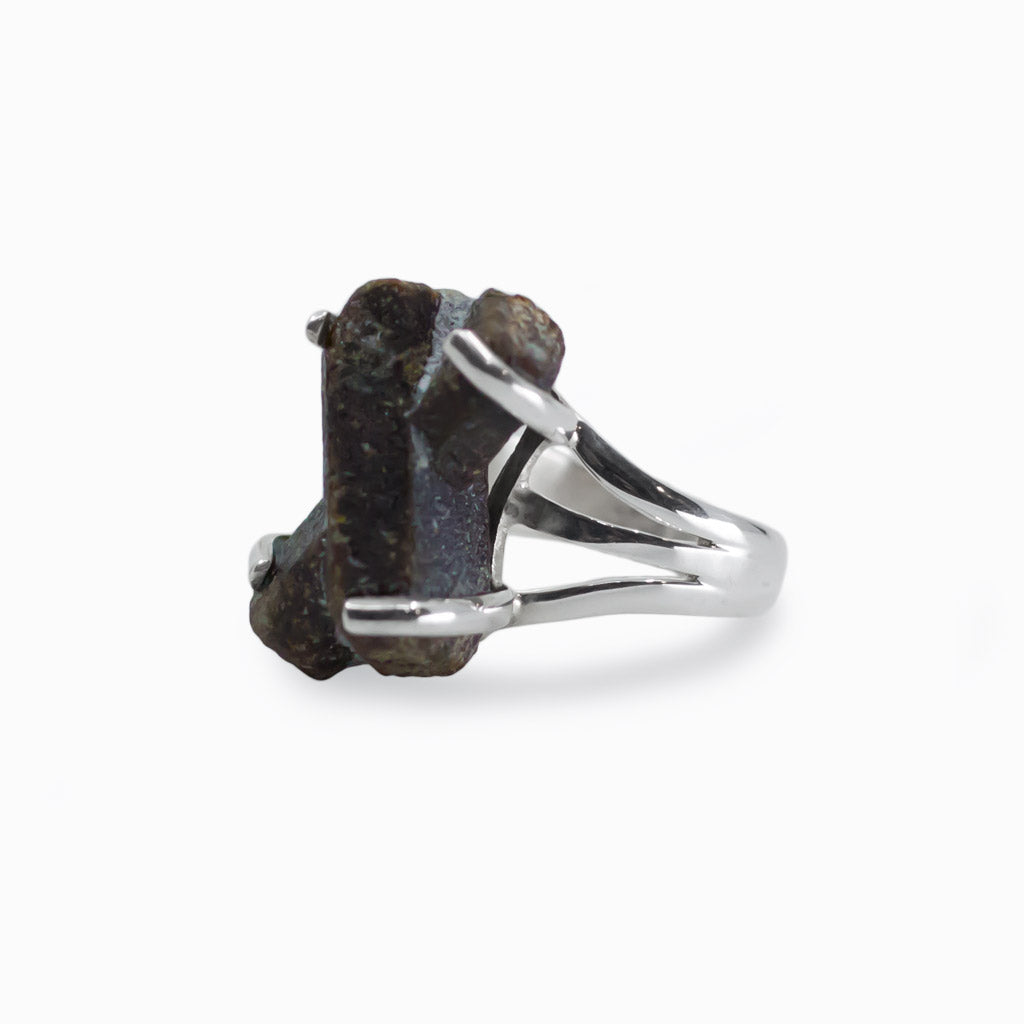 Raw X-shaped Staurolite ring