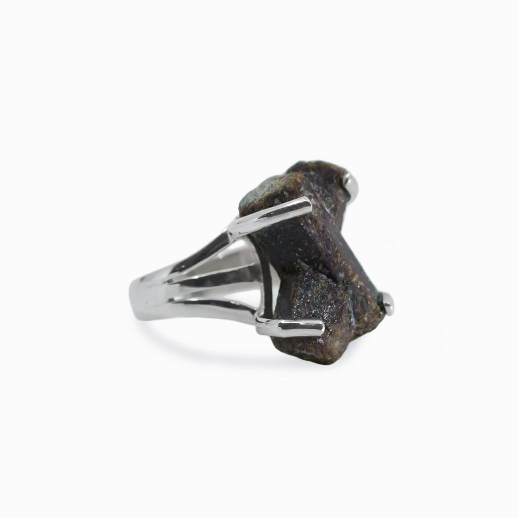 Raw X-shaped Staurolite ring