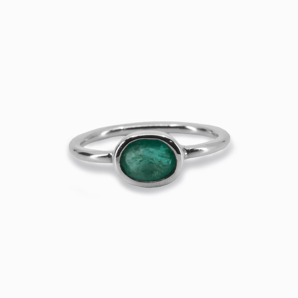 Faceted Oval Emerald Ring