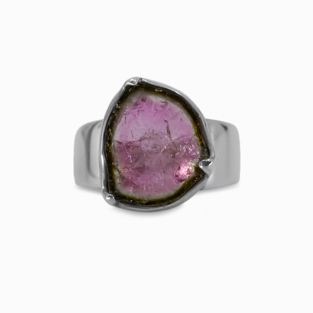 Raw Watermelon Tourmaline ring