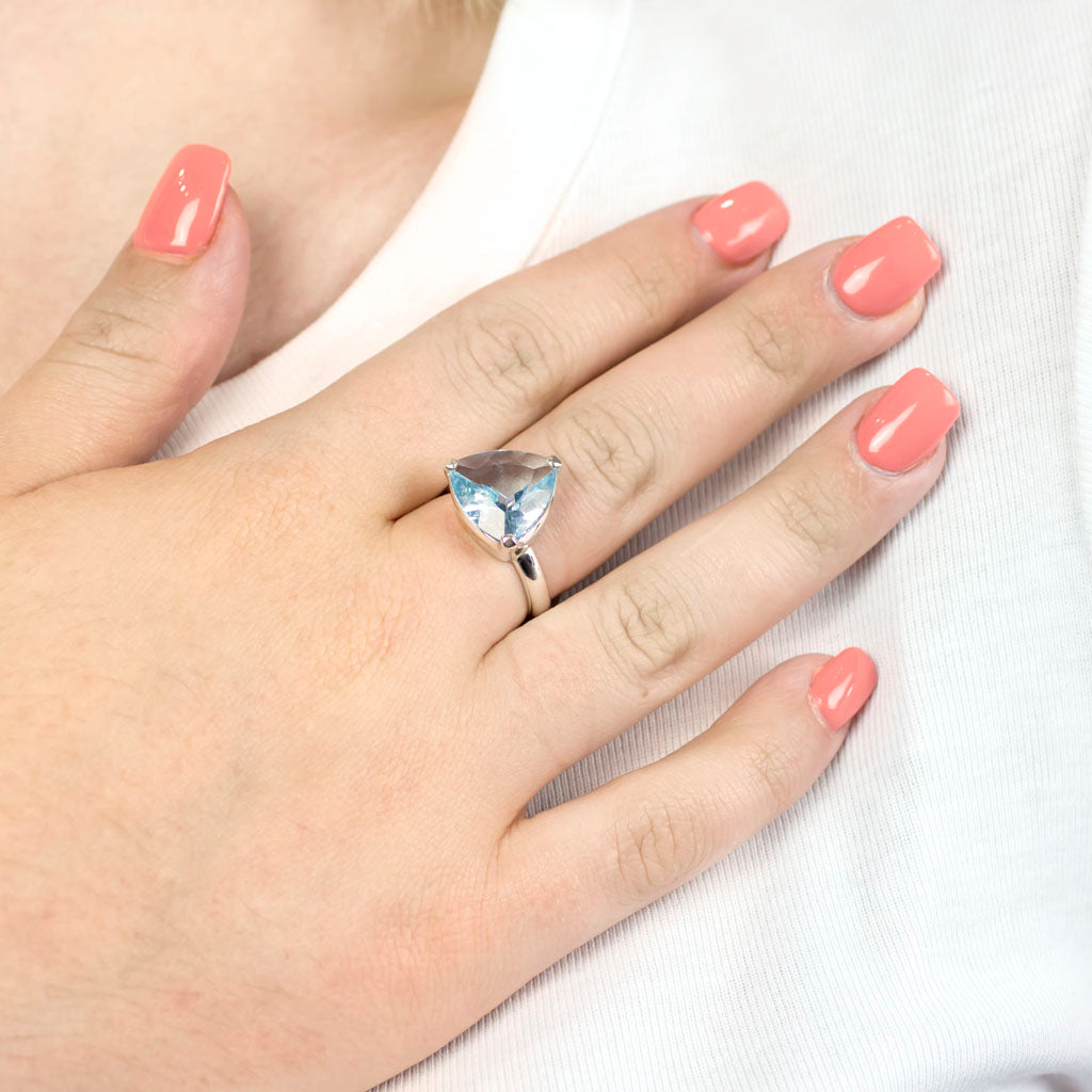 Blue Topaz Ring on Model