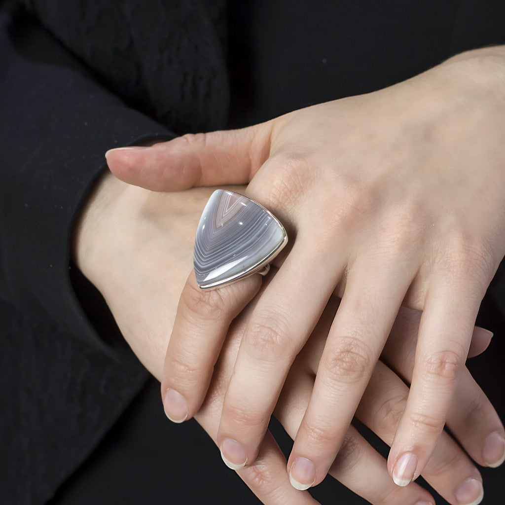 Botswana Agate Ring on model