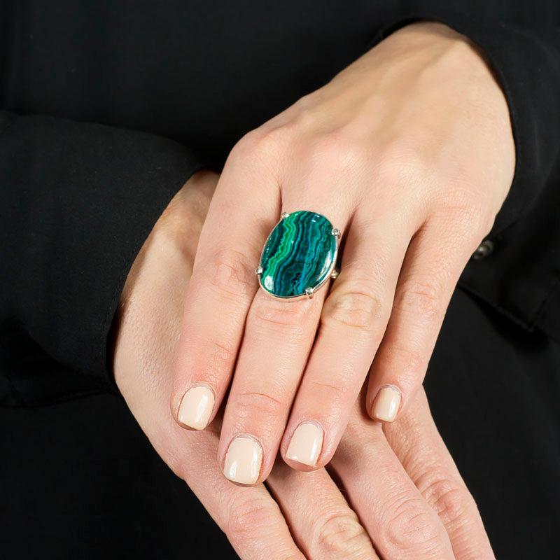 Chrysocolla Malachite Ring on Model