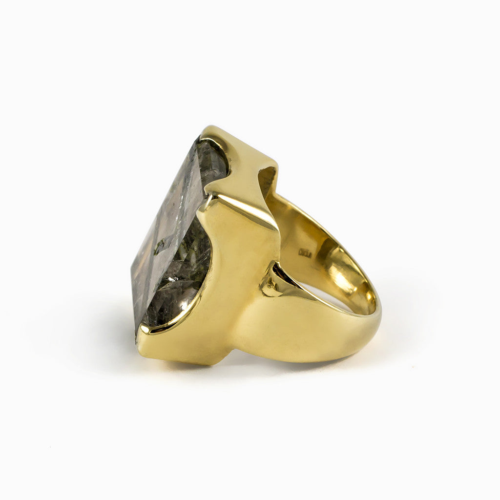 Epidote in Quartz Ring from the Made Gold Collection 