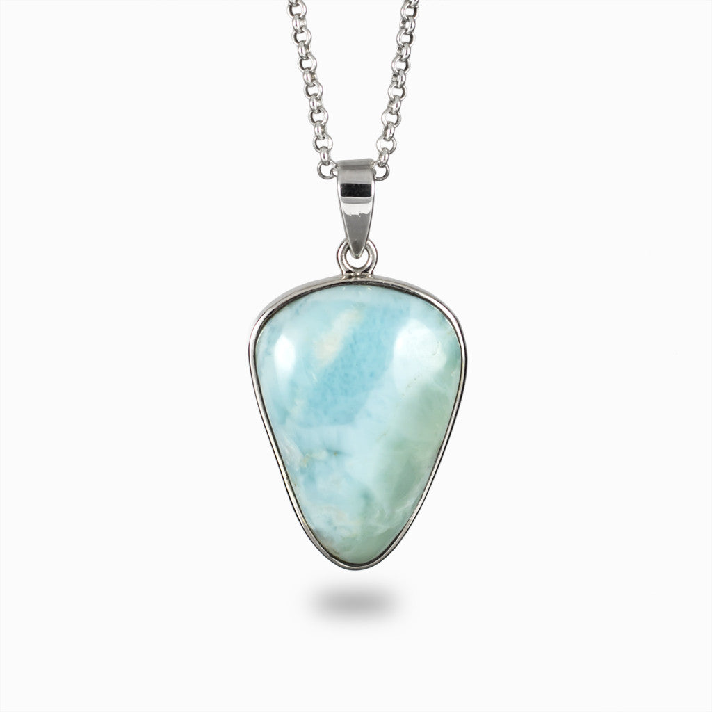Tear Blue Cabochon Larimar Necklace