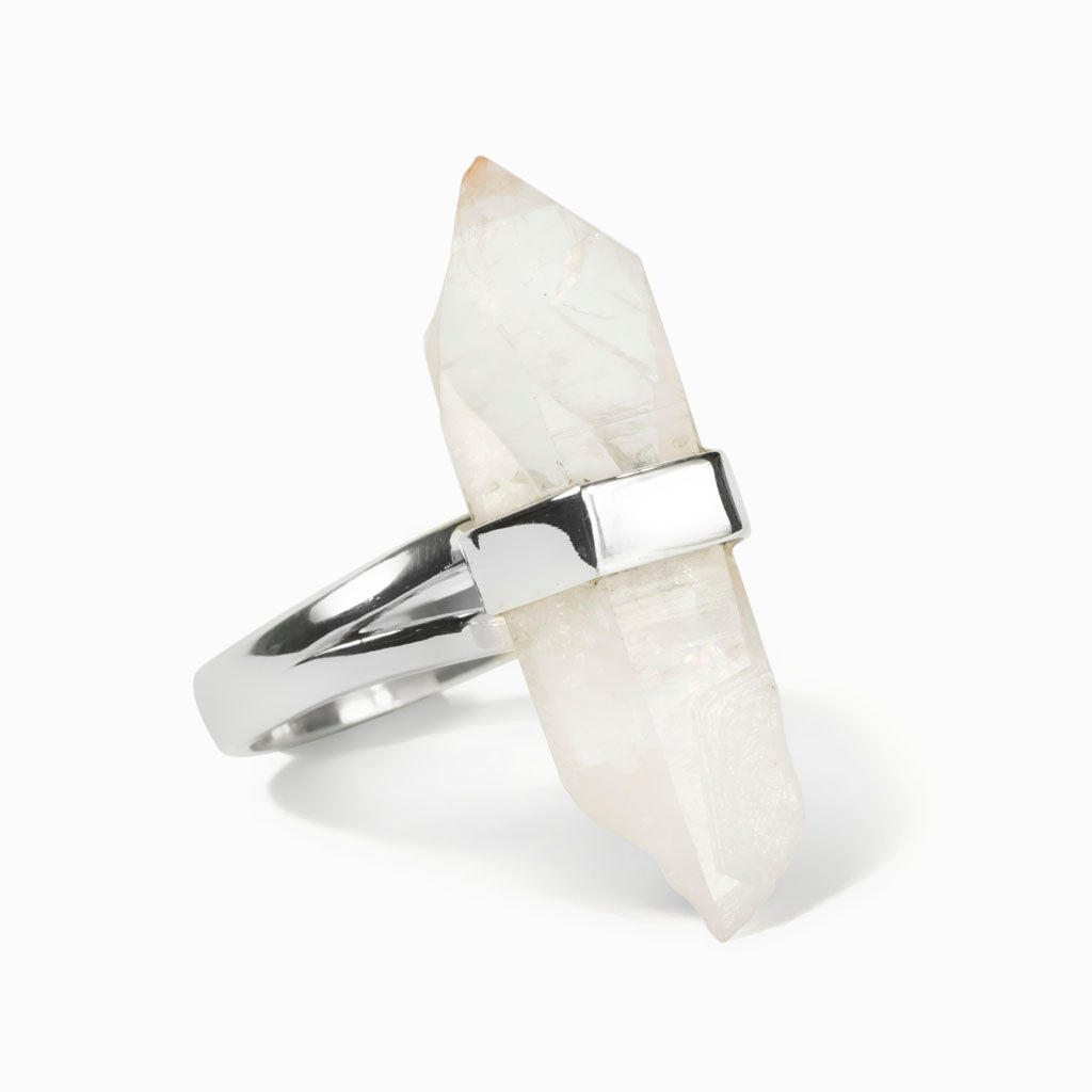 Pink Lemurian Quartz Ring