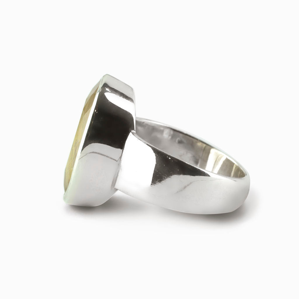 Rutilated Quartz Thick Band Ring