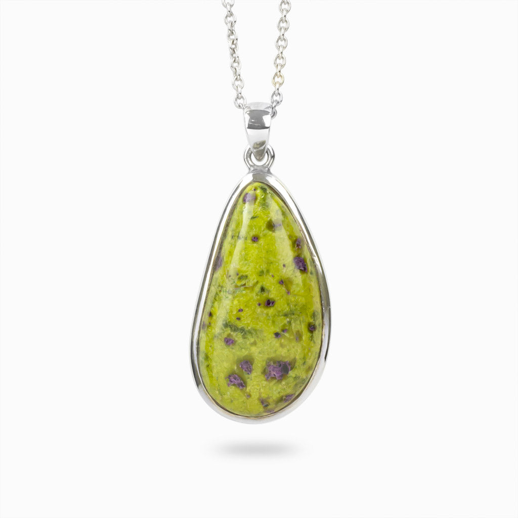 Cab green and purple Serpentine Stichite Necklace