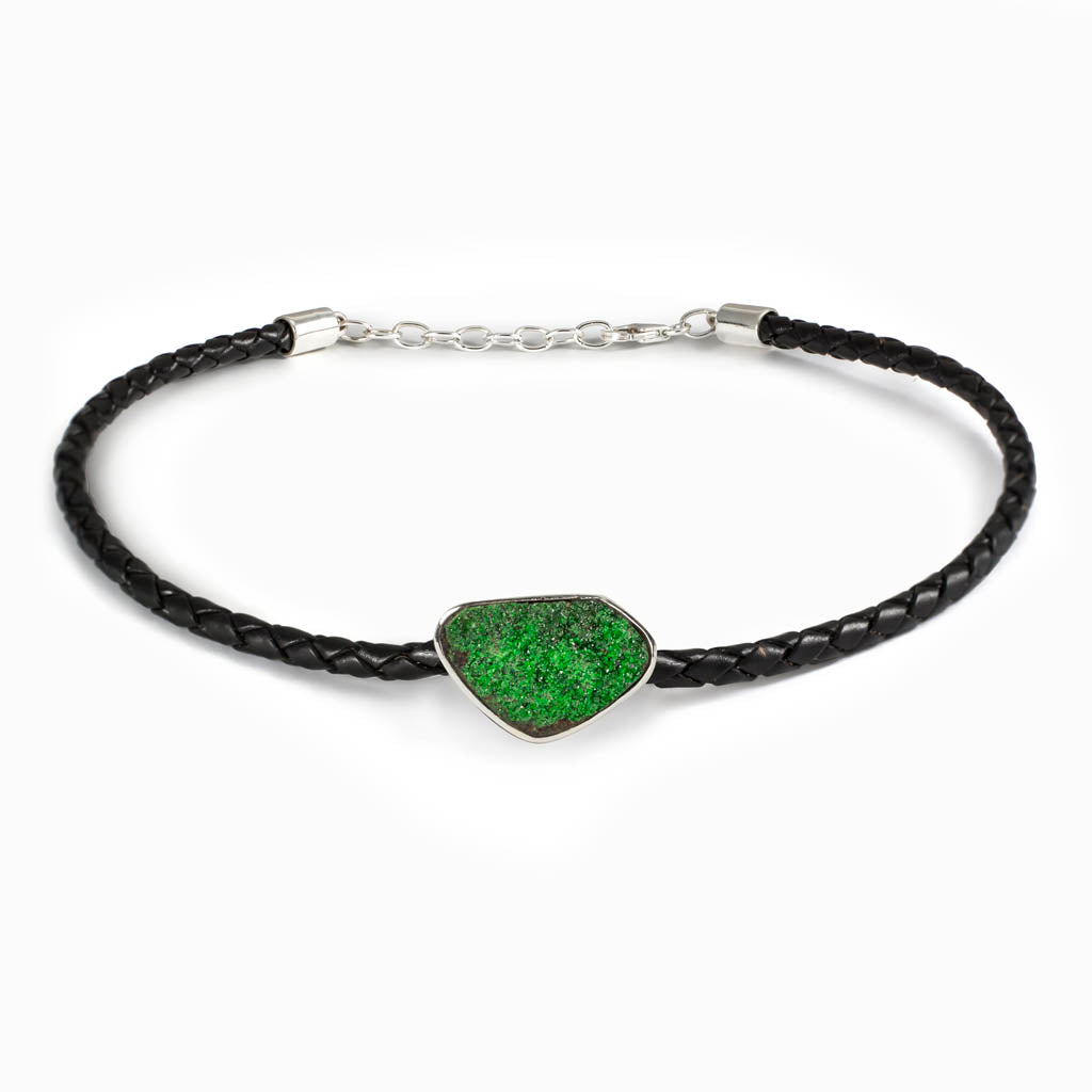 Uvarovite Braided Leather Choker Necklace